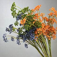 Branche de baies artificielles en mousse orange, verte et bleue, légère, en soie, écologique, multi-pièces, pour la décoration intérieure