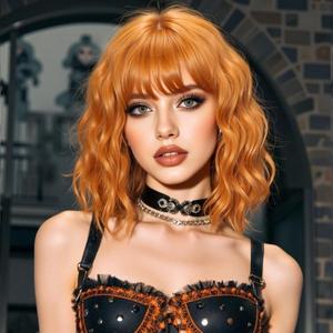 Peluca Corta Ondulada con Flequillo Latisha Wholesale, Peluca Sintética Resistente al Calor de 14 Pulgadas, Estilo Popular para Cosplay y Fiestas para Mujeres - Product Image 1