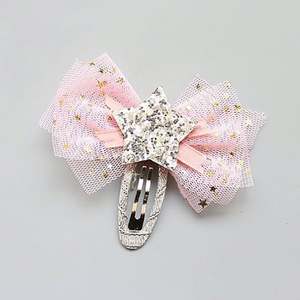 INS Offre Spéciale Design personnaliser couleur coeur paillettes maille pinces à cheveux arc étoile forme pinces à cheveux pour petites filles cadeau - Product Image 4