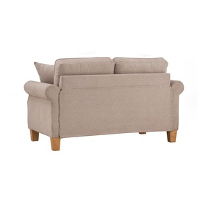 Sofá Compacto de 2 Plazas IMPALA en Tela Beige, Estilo Moderno de Mediados de Siglo, con Patas de Madera Sólida para Salas de Estar Pequeñas - Product Image 4