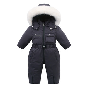 Tuta da sci per bambini transfrontaliera autunno/inverno, foderata in pile, ispessita, con cerniera, stile workwear, con cappuccio, per neonati e bambini - Product Image 3