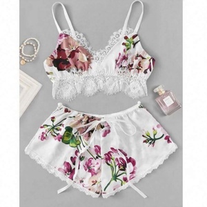 Setelan Lingerie sutra piyama pendek Satin wanita baru kustom mode - Product Image 6