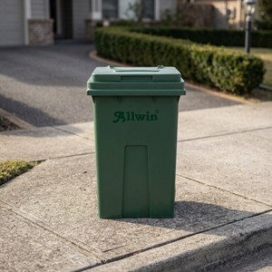 <b>Green</b> Outdoor <b>Wheelie</b> <b>Bin</b> with Lid Plastic Waste <b>Bin</b> Rectangular Rolling Garbage Container for Recycling - Product Image 3