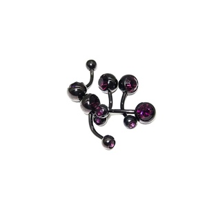 Anneau de piercing banane en acier inoxydable pour enfant, double zircon, boule unie, pour nombril, calibre 14 - Product Image 1