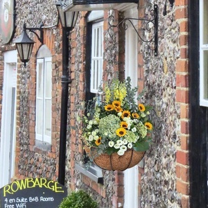 Kim loại Treo Giỏ trồng với Dừa Xơ dừa lót vòng dây nhà máy giỏ ngoài trời wicker cây hình dạng Kim Loại Nhà máy đứng - Product Image 4