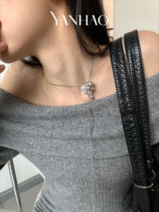 Choker stile coreano in acciaio inox <span class=keywords><strong>disegno</strong></span> <span class=keywords><strong>catena</strong></span> maglione femminile regolabile - Product Image 3