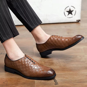 Chaussures Oxford en cuir pour homme de style italien haut de gamme, à lacets, imperméables, chaussures de mariage Evergreen - Product Image 4