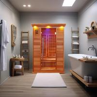 Sauna SS-200T moderne pour 2 personnes Baril de sauna sec Intérieur Tourmaline infrarouge en bois de pin avec sauna personnel à ions d'oxygène négatifs
