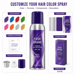 OEM ODM No Bleach Instant UV Neon Texturizing <strong>Hair</strong> Color <strong>Spray</strong> Blue <strong>Purple</strong> Red Supplier Temporary <strong>Hair</strong> Color <strong>Spray</strong> - Product Image 2