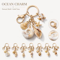 Porte-clés créatif en forme de coquillage, conque et étoile de mer simulés, souvenir de vacances à la plage, breloque pendentif RR10