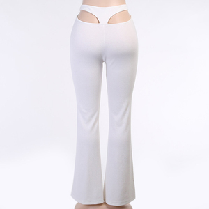 Calle de moda de alta calidad de punto de Mujer, Ropa Mujer Pantalones Chic blanco negro hueco Casual pantalones de las mujeres - Product Image 5