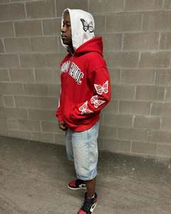 <span class=keywords><strong>Felpa</strong></span> da uomo con doppio cappuccio in cotone 100% con farfalla lavata agli acidi 3D stampa pesante Streetwear Oversize con cappuccio XL per l'autunno - Product Image 3