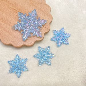 Cuentas de acrílico transparentes con recubrimiento UV de 45 mm y 30 mm, con orificio para colgar, diseño de copo de nieve - Product Image 6
