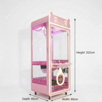 Mini machine à griffes à monnayeur, thème ours mignon, avec vitrine transparente et LED, pour la distribution de peluches, jeu d'arcade compatible Nayax