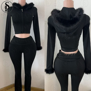 Conjunto de 2 Piezas de Alta Calidad para Mujer, Sudadera con Capucha y Pantalones Deportivos, Tejido de Algodón Tipo Waffle, Ideal para Mujeres Altas, Ecológico, Ropa de Estar en Casa - Product Image 6