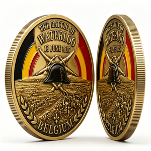 Pièce de monnaie commémorative de la bataille de Waterloo 1815, en alliage de zinc, imitation émail, souvenir circulaire traditionnel, Belgique - Product Image 4