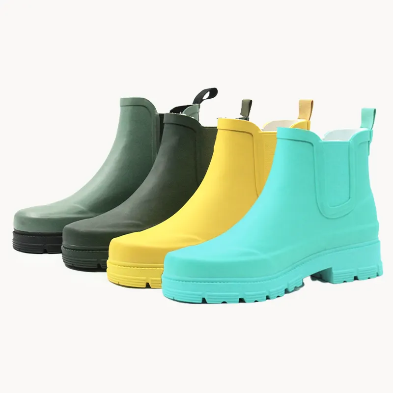 Fashionable ladies Chelsea boots waterproof wellington women rain boots ankle woman rubber shoes