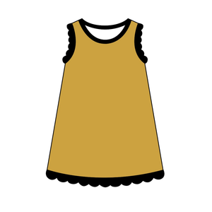 Vestido de verano para niña GSD4098, personalizado, color marrón, con estampado de vieiras negras, sin mangas, transpirable, hasta la rodilla, venta al por mayor para niños - Product Image 1