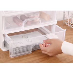 Bán buôn đa chức năng nhựa trong suốt Máy tính để bàn ngăn kéo 3 lớp trang điểm tổ chức mỹ phẩm lưu trữ đồ trang sức hộp container - Product Image 6