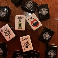Jeu de Mahjong américain en acrylique sculpté à 2 couches, 160 pièces, thème Halloween, luxe haut de gamme, tuiles personnalisables
