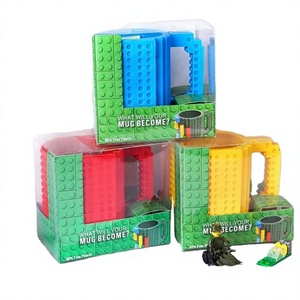Creative DIY Build-on <strong>Brick</strong> Coffee Mug for Kids-Eco-Friendly American Style PP Plastic Hiking &amp; Back School Building <strong>Blocks</strong> Toy - Product Image 5