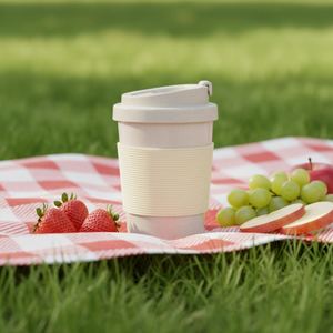 Gobelet de voyage réutilisable de 15 oz en plastique recyclé à partir de grains de café, écologique, anti-fuite, pour le camping, avec logo personnalisé - Product Image 1