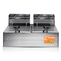 Friteuse électrique professionnelle RAF 6,0+6,0 litres à double panier en acier inoxydable de qualité supérieure pour frites 0-200 ℃