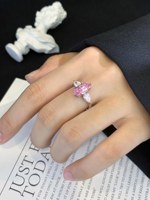 Bague de fiançailles et de mariage en or 18 carats avec trois pierres de moissanite rose marquise de 3,1 carats pour femme - Vente en gros