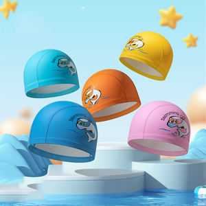 Niños logotipo personalizado lindo dibujos animados <span class=keywords><strong>piscina</strong></span> <span class=keywords><strong>gorro</strong></span> de natación niños y niñas tela colorida lindos niños gorros de natación - Product Image 2