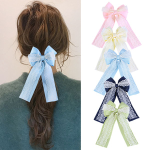 Pinza para el pelo con lazo de colores personalizados Daou, a la moda, para mujer, con clip de resorte, de poliéster, elegante y colorida, accesorio para el cabello de verano. - Product Image 1