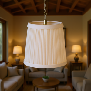 Abat-jour conique en tissu blanc, style traditionnel, pour lustre, avec clip de fixation, accessoire d'éclairage - Product Image 2