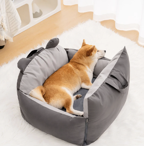 Bonita cama gris impermeable de lujo para mascotas con funda lavable extraíble, cama de Viaje de invierno para perros, cama con clavijas para exteriores para asiento de coche - Product Image 3