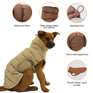Vêtements d'hiver pour animaux de compagnie de luxe, écologiques, en coton imperméable et polyester, manteaux pour chiens ajustables avec logo réfléchissant, motif écossais moderne - Product Image 3