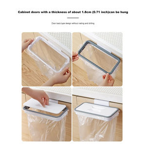Support de rangement mural en plastique pour sacs poubelles de cuisine, avec crochets et étagère de séchage, vente en gros - Product Image 4