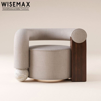 WISEMAX – mobilier de salon design de luxe, tapisserie en bois et tissu, base en marbre, chaise de loisirs