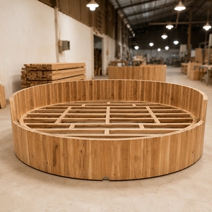 Luxury Outdoor Round Daybed with Curved Wooden Backrest for Villa & Resort Specialty Size Wholesale Price - Product Image 3