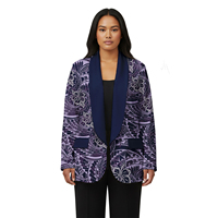 Setelan Blazer Wanita Ukuran Besar Motif Bunga Suku Samoa, Gaya Pulau Polinesia, Jaket Kerah Turun, Cetak Khusus