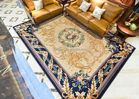 Hand Tufted Carved Thick Wool Rugs Living Room Large Luxury Carpets Gold Yellow Floral Rug with French Royal Design for Home
