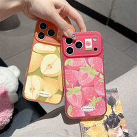 Coque de téléphone motif fraise fraîche et poire des neiges pour iPhone 18 Pro 17 16 Pro Max 15 Pro – Étui antichoc esthétique aux fruits mignons