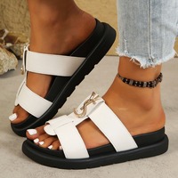 Sandales d'été compensées à bout ouvert pour femme, style claquettes, pour l'extérieur