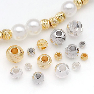 Perles facettées en alliage de zinc plaquées or et argent, taille moyenne, pour accessoires de bijoux DIY - Product Image 3