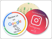 Étiquette de menu de restaurant NFC sans contact personnalisée 213 215 216, carte RFID étanche pour avis Google 13,56 MHz, produit le plus vendu