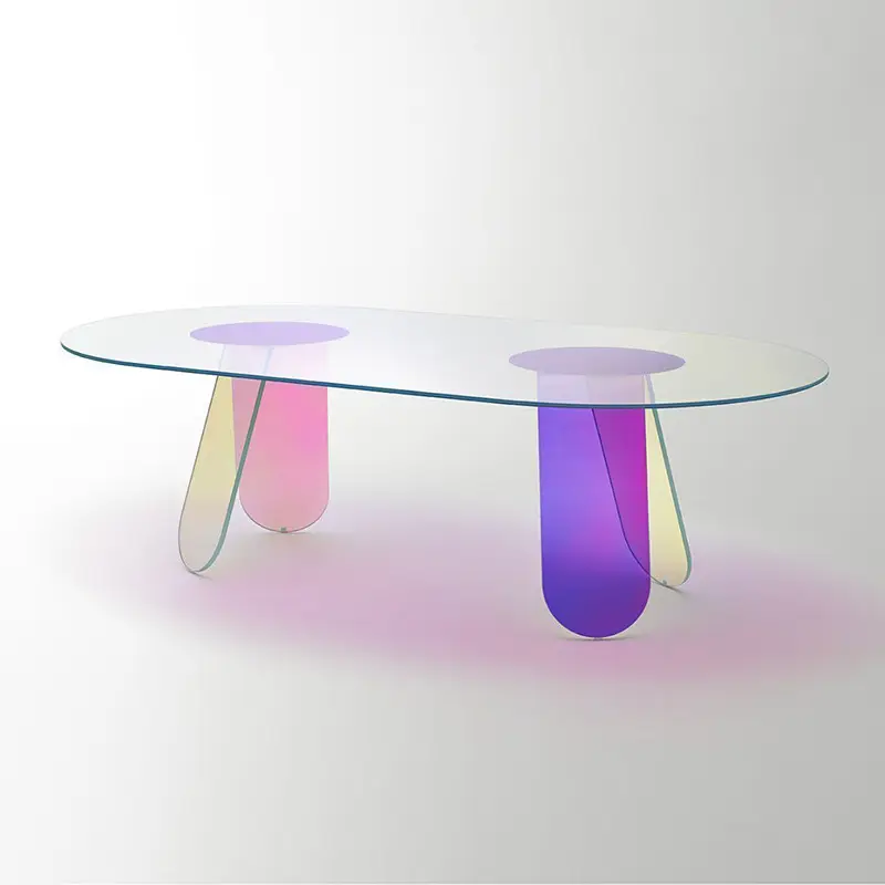 ISO 공장 공급 거실 가구 현대 테이블 라운드 호텔 테이블 레저 다채로운 아크릴 커피 테이블