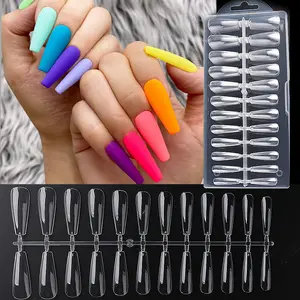 Puntas de uñas postizas para práctica de manicura, uñas postizas largas y transparentes para entrenamiento trapezoidal, 240 unidades