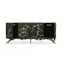 Meuble d'appoint vintage moderne et simple en bois massif sculpté, armoire décorative de salon de villa au design raffiné