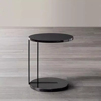 SAIDKOCC Moderne Minimaliste Marbre Salon Balcon Taille Moyenne 2 Couleurs Rond 40*50cm Volakas Bande Blanche en Noir