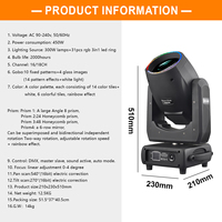 Nouveau 300W prisme roi faisceau tête mobile lumière haute puissance scène fête mariage DJ DMX512 Sharp bleu parcs à thème