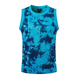 Maillot de basketball court 100 % polyester, style américain, bleu tie-dye, haute qualité, le plus vendu, anti-humidité et séchage rapide - Product Image 1