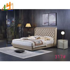 Muebles de dormitorio nórdicos sencillos y modernos, cama doble de cuero auténtico, de lujo - Product Image 6