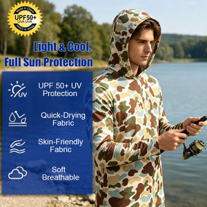 Camisa de Pesca con Capucha y Estampado de Camuflaje Personalizado, Protección Solar UPF 50+, Secado Rápido, 100% Poliéster, Manga Larga, para Deportes Acuáticos - Product Image 2